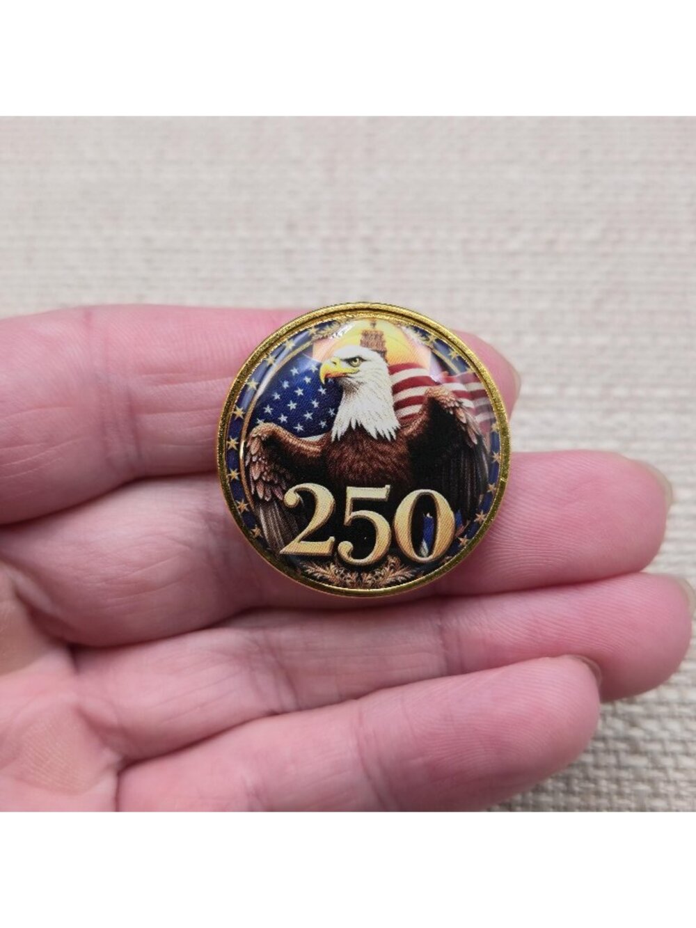 USA 250th Anniversary Semiquincentennial Bald Eagle American Flag Lapel Pin A898